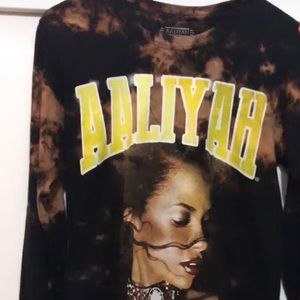 Long sleeved custom “Diamond Dye” Aaliyah shirt.